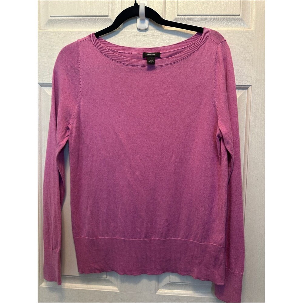 Halogen Pink Pima Cotton Blend Knit Crewneck Sweater Size Small